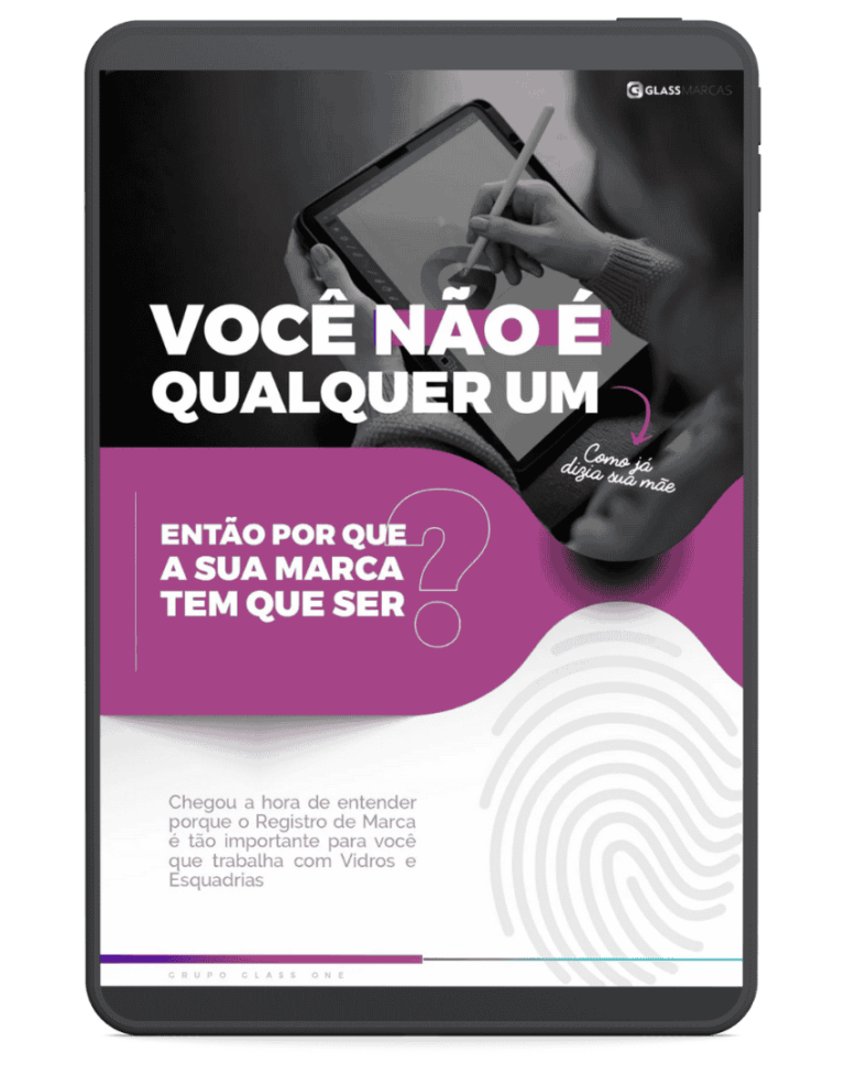 Capa do e-book sobre registro de marca, com elementos visuais como um carimbo de aprovação, documentos legais e um logotipo destacado.